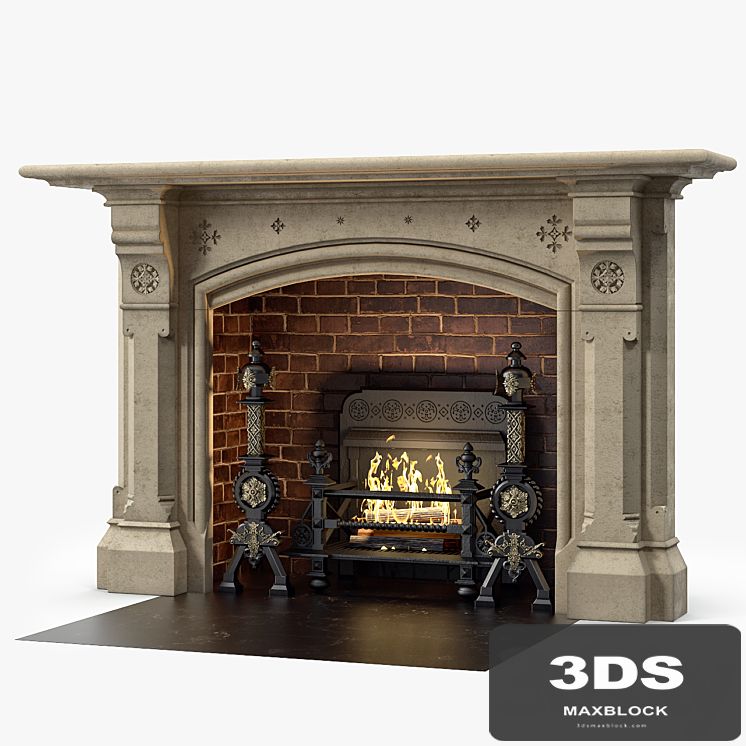 Westland London A Large Yorkstone Gothic Style Antique Fireplace Stock No 14223