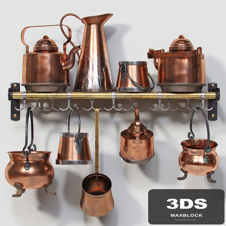 Set of old copper utensils