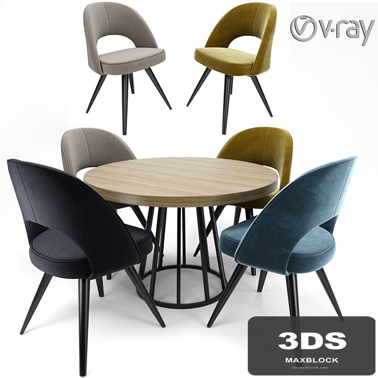 Modrest Gloria Modern Blue Chair With Round Table