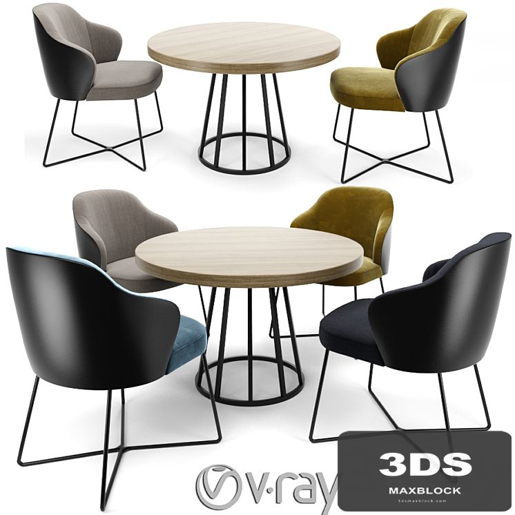 Leslie Dining Little Armchair Sled Base Minotti With Round Table