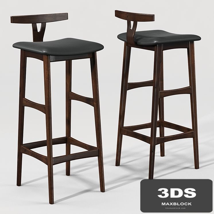 Rosewood and Leather Bar Stool