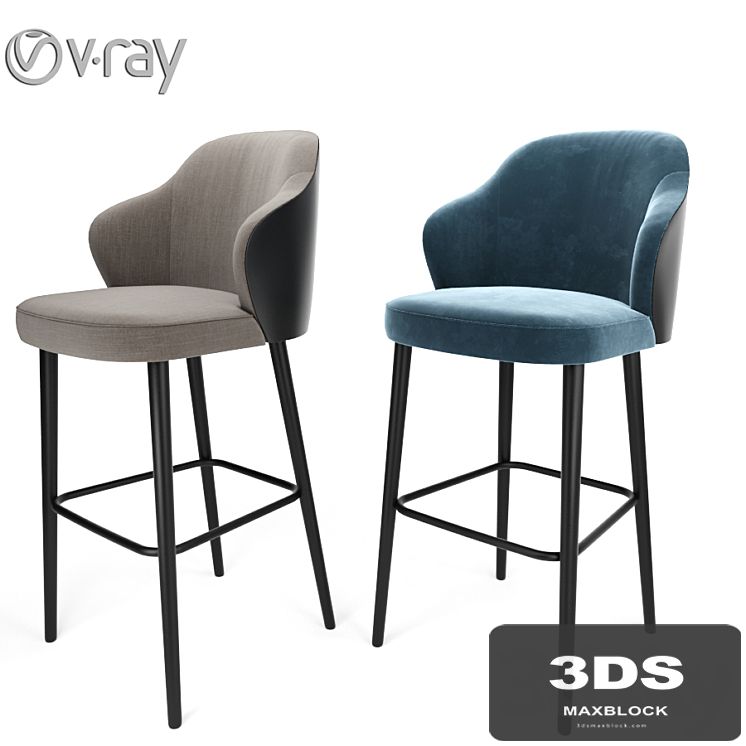 Minotti Leslie Steel Bar Stool