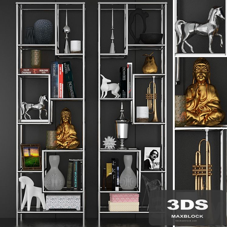Rack in a modern style with decor and accessories for decorating