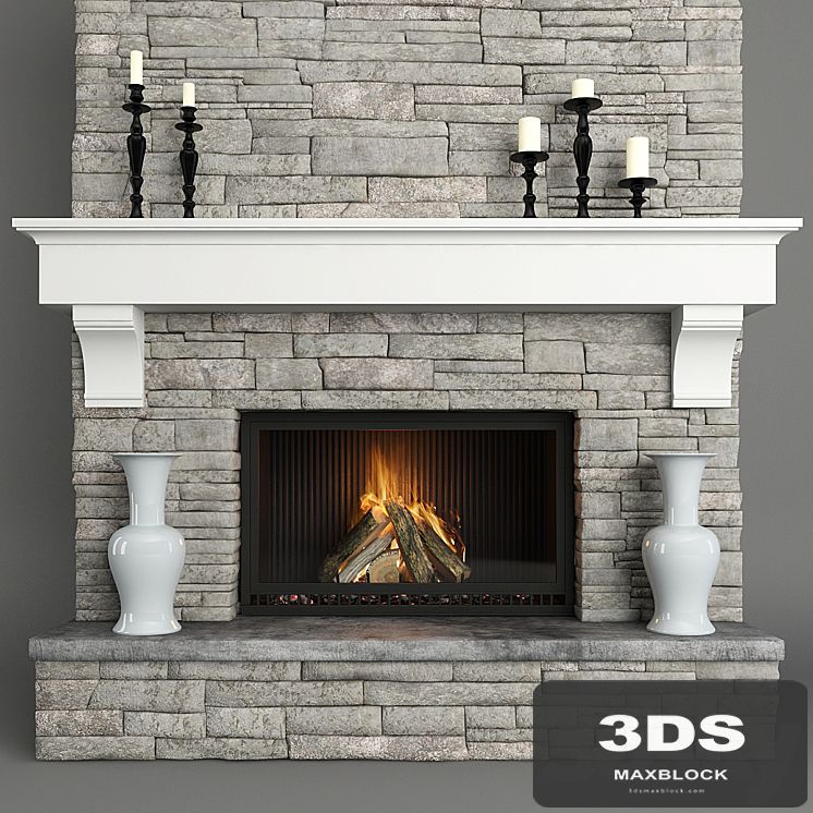 Stone fireplace