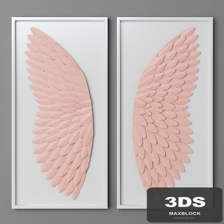 HAND-FOLDED PAPER ANGEL WING ART - PINK