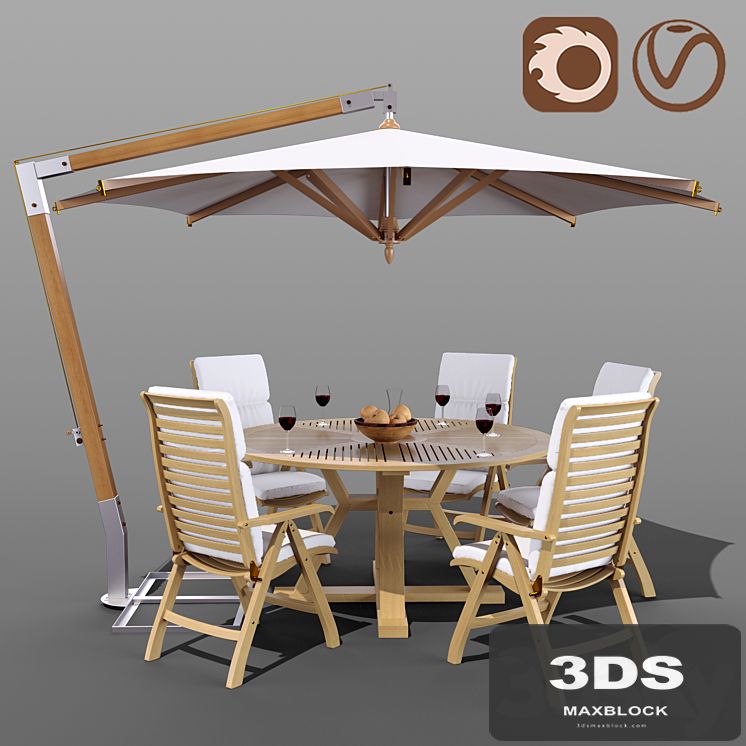 Set of garden furniture Brafab with a Garden Way umbrella