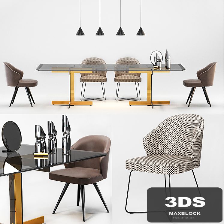 Minotti Catlin Dining Table, Leslie Dining Chairs