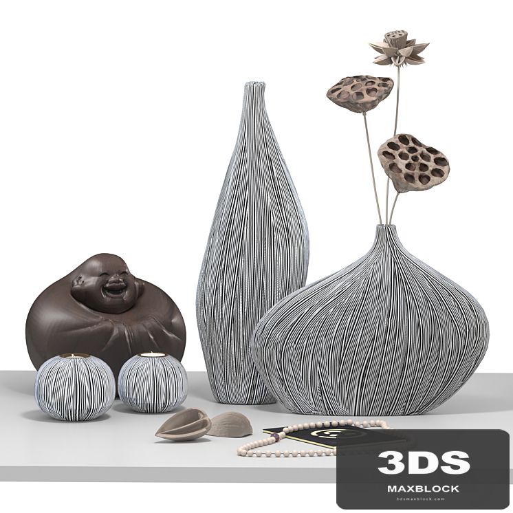 Decorative set of statue Hotej + vase
