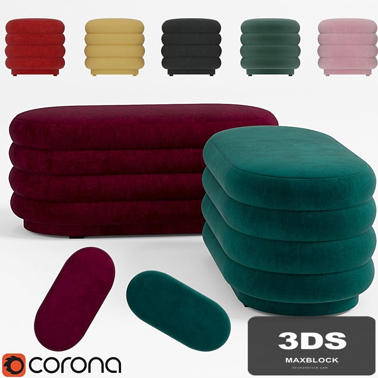 Ferm Living - Velour Pouf oval