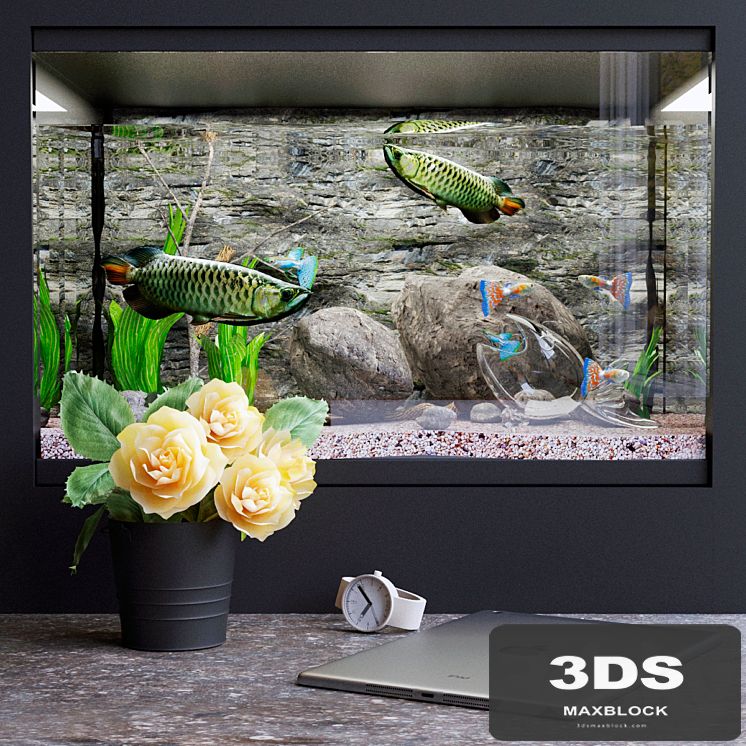 Decorative set with aquarium