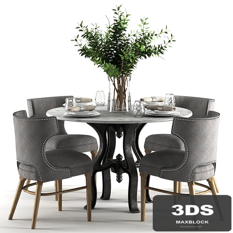 Ashford Task Chair with Hobbs 48'Round Dining Table-marble top