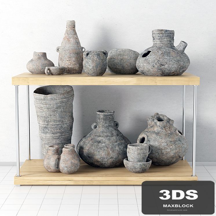 Shelf with pottery