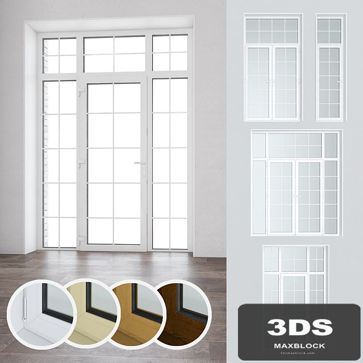 Set of plastic doors and windows 16