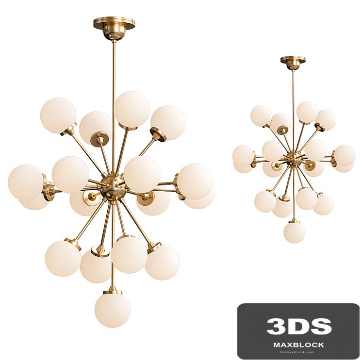 Large Italian Brass Sputnik Chandelier