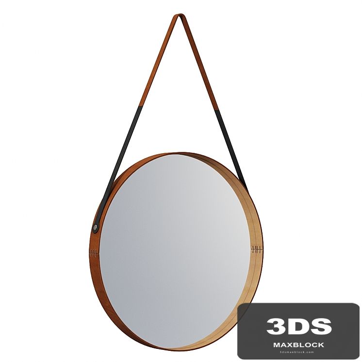 Round leather mirror