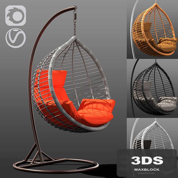 Suspended wicker chair rocking Acapulco in 4 colors