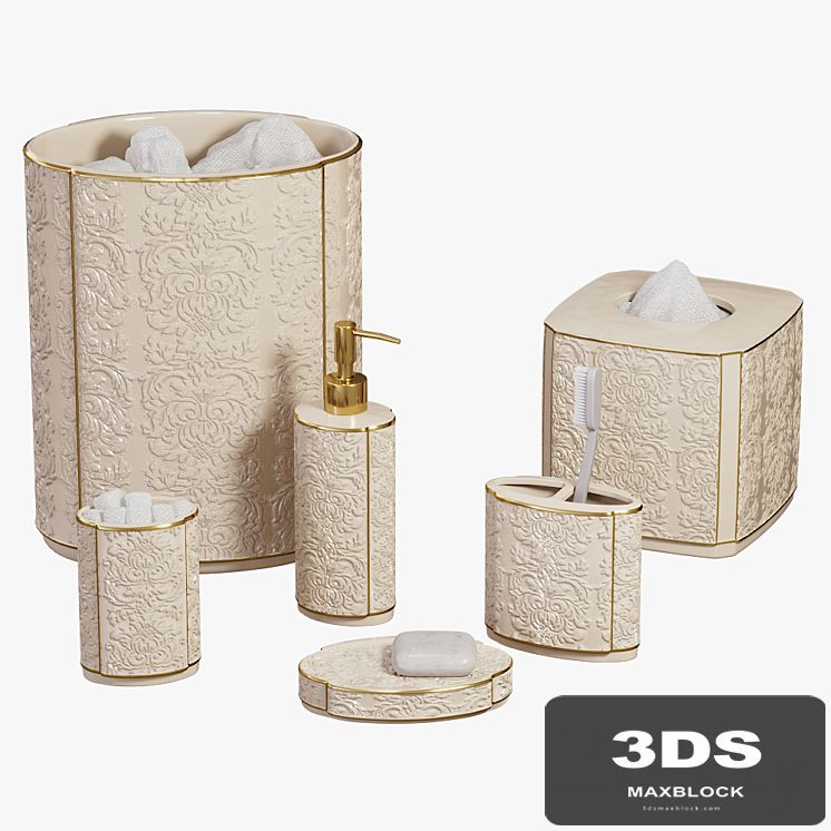 Furla Cream Damask Ceramic Bath Accessories