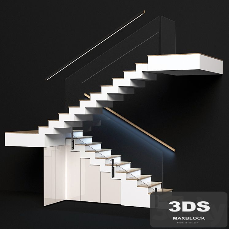 Modern staircase with built-in storage system