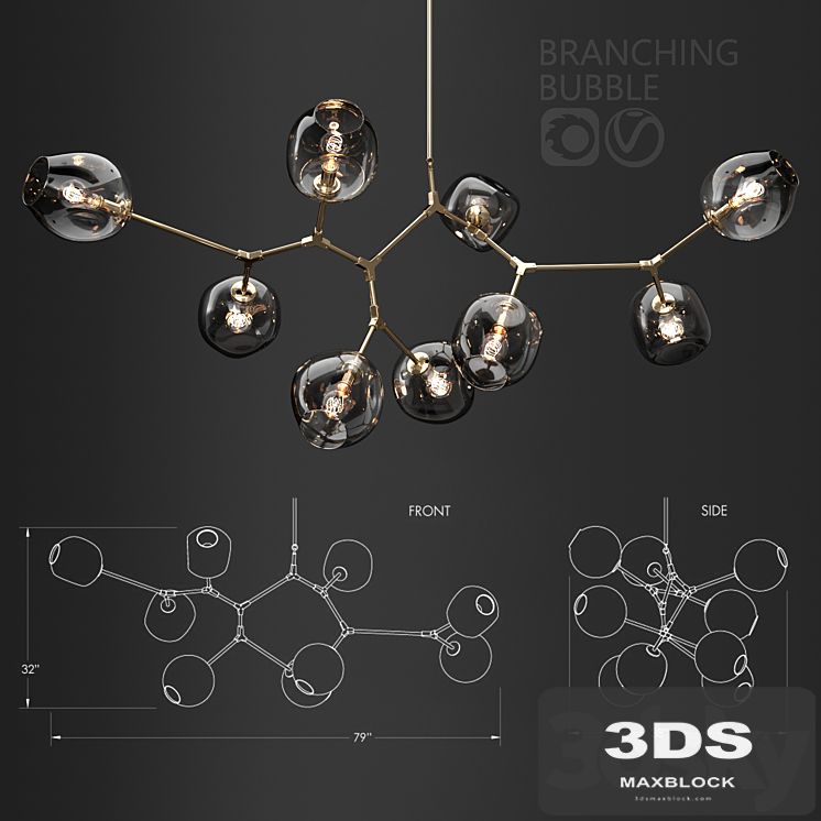 Branching bubble 9 lamps