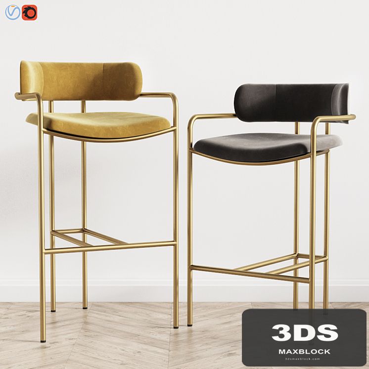 Lenox Velvet Bar and Counter Stools West Elm