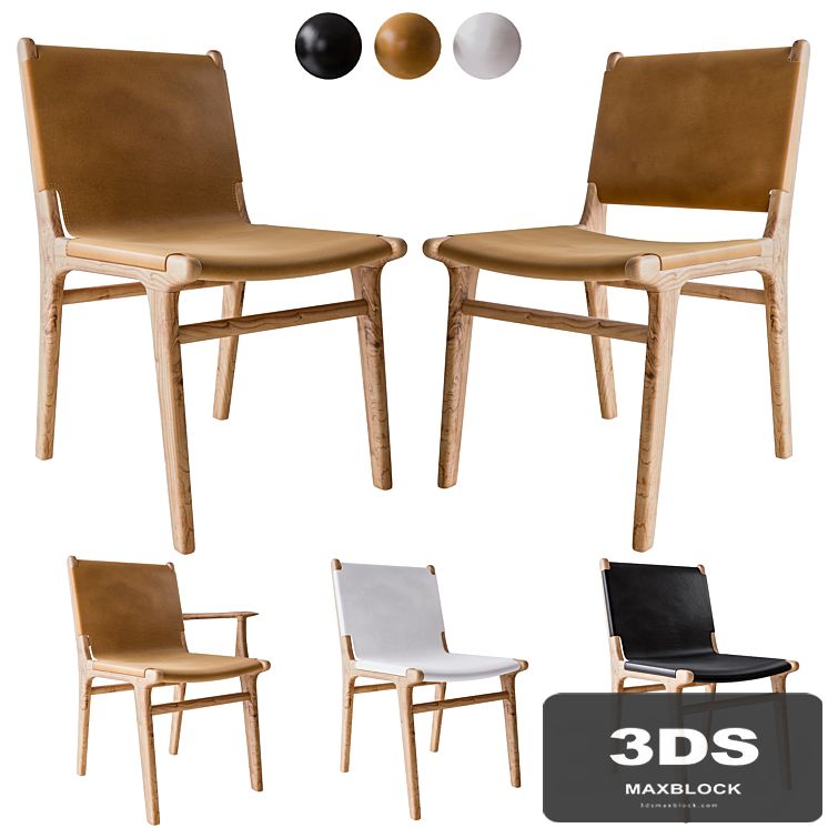 Flat and Sling Leather Dining Chairs