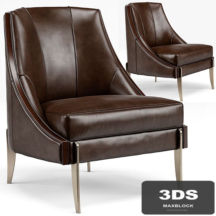 Keene Modern Classic Espresso Brown Leather Bronze Arm Chair