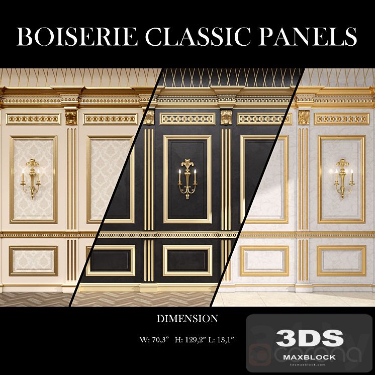 Boiserie classic panels and Decorative Crafts Wood Sconce - 1850