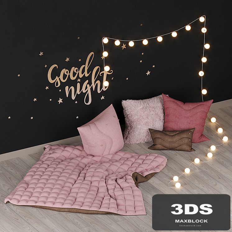 Decorative set of pillows with a garland