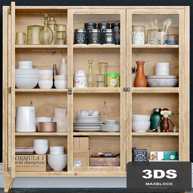 Wardrobe with dishes. Kitchen utensils