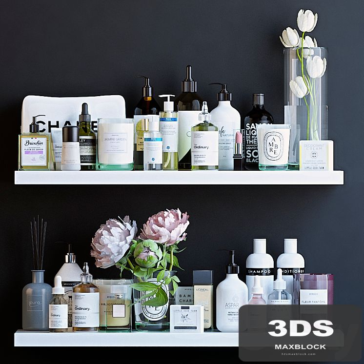 Shelves with cosmetics and bathroom decor - 2