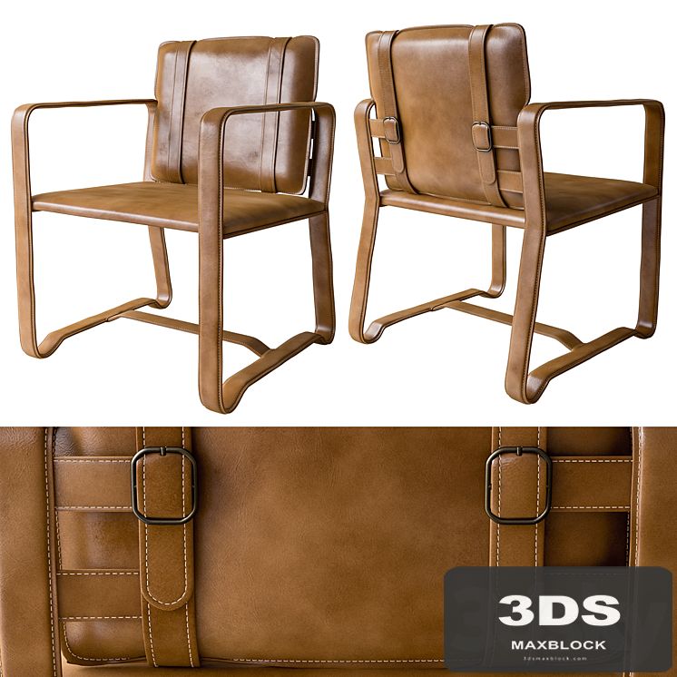 Leather Belt Camel Chair