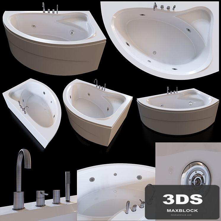 Acrylic corner bath Cezares Tebe 150x100 R
