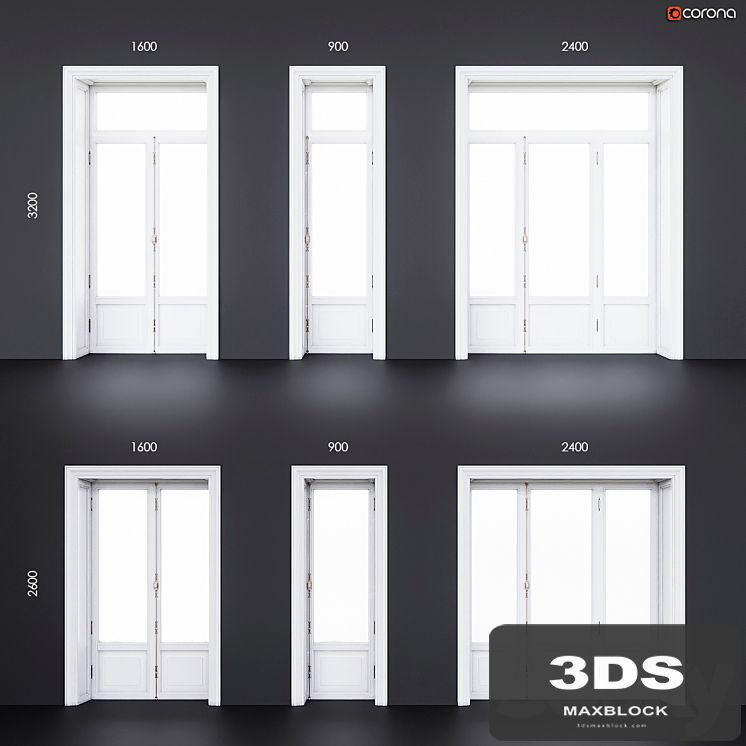 Wooden classical balcony doors