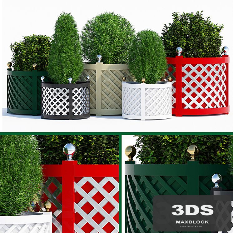 Round treillage planters