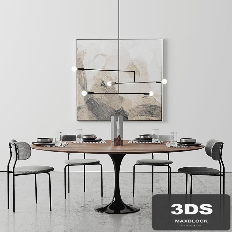 Oval Tulip Dining Table 78 "walnut set