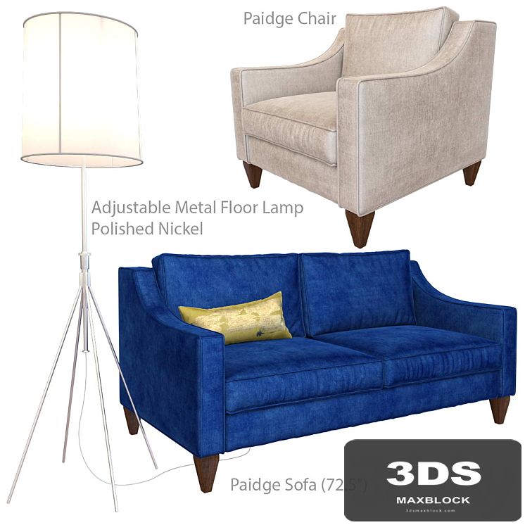 Paidge sofa Paidge chair and Adjustable Metal Floor Lamp