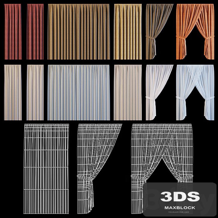 Set of curtains for windows of the exterior