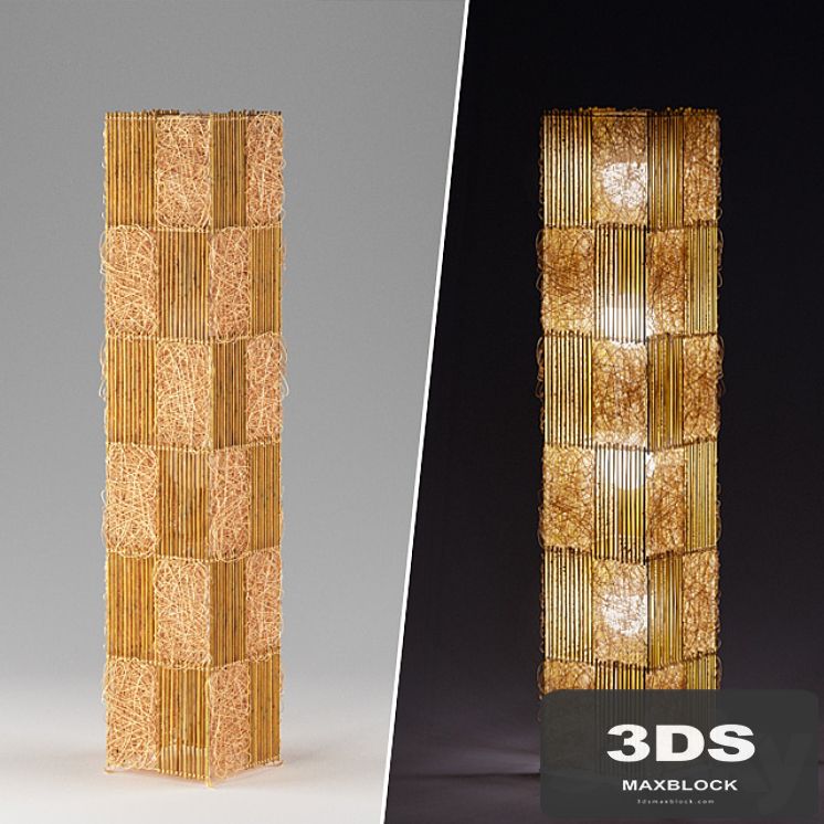 Bamboo rattan floor lamp