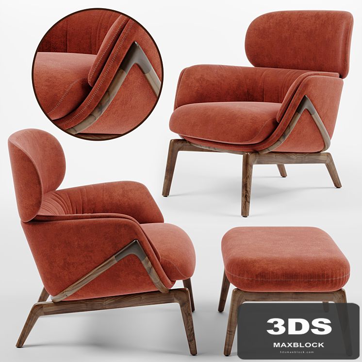 Luca Nichetto Elysia Lounge Chair and Nino Ottoman