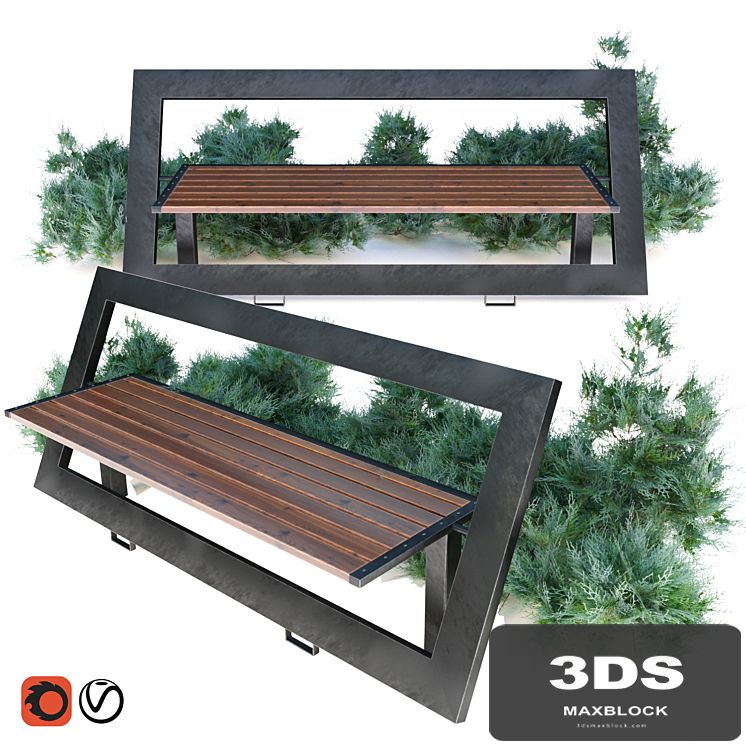 bench with juniper