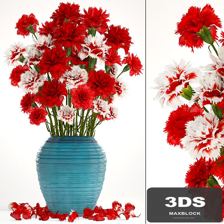 Bouquet of flowers 13. Carnation, vase, red flowers, decor