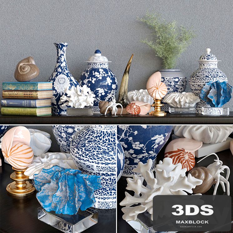 Decorative set of vases with porcelain so coral 24