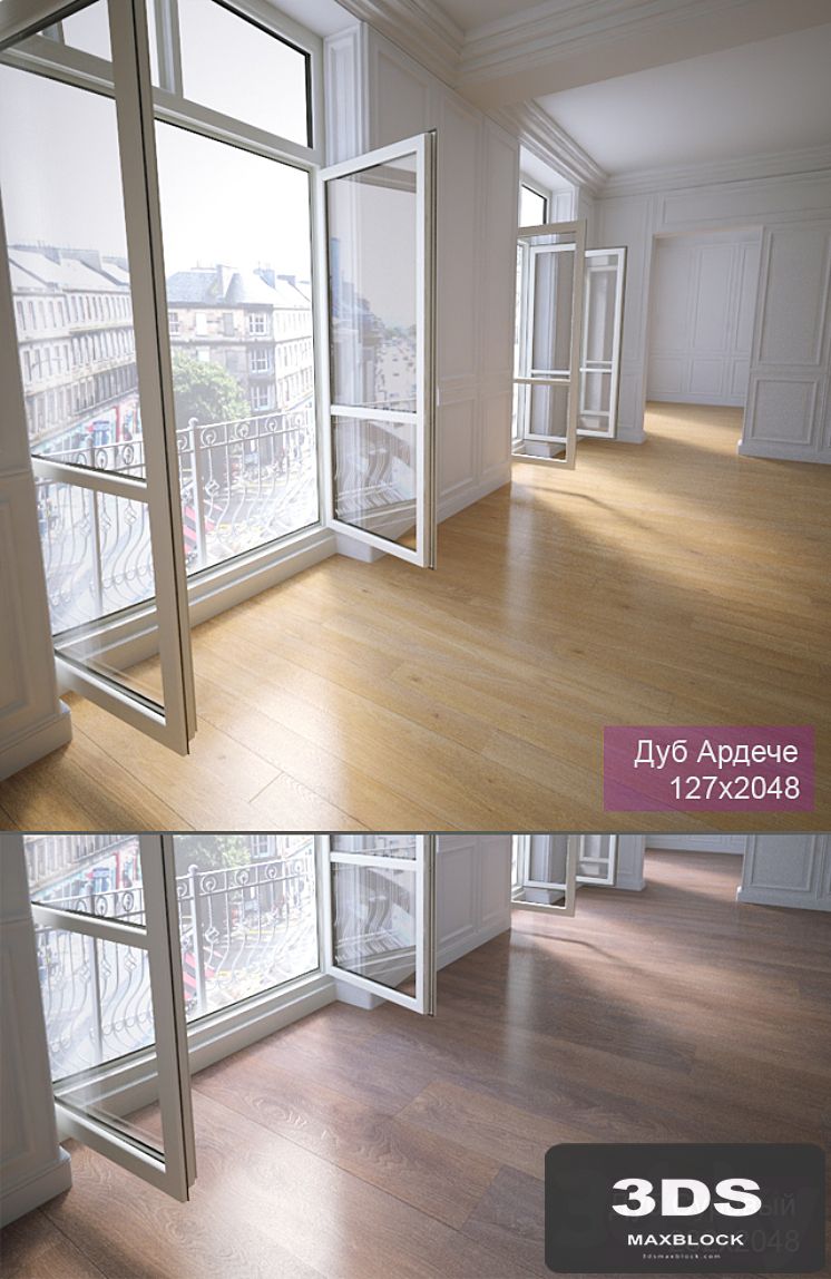 2 types of parquet: Oak Ardeche, Oak Severe