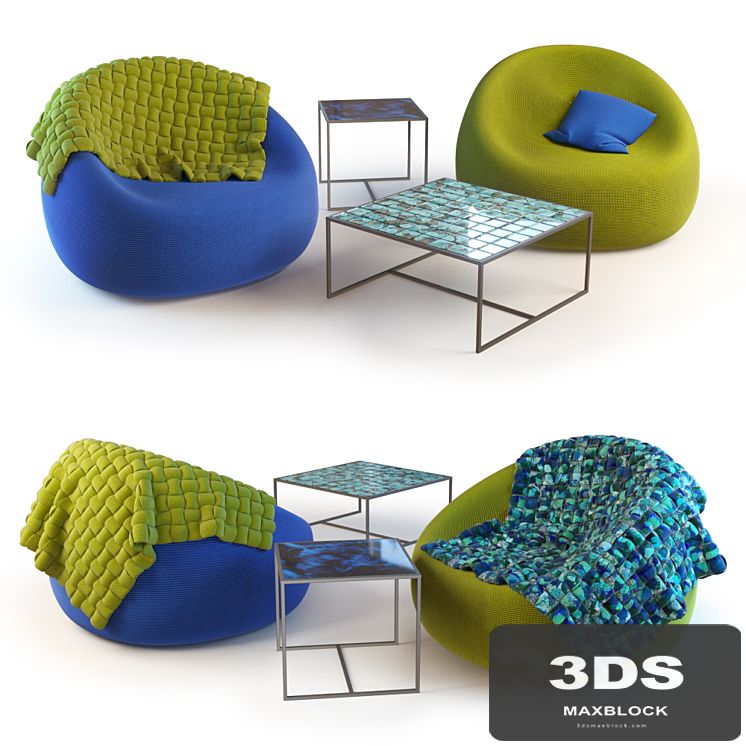 Paola Lenti Otto chair, Cocci table