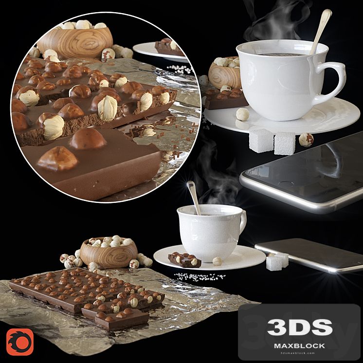 Chocolate, coffee, nuts