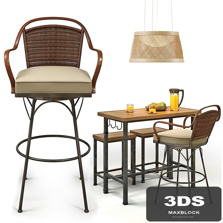 Metal and Wood Pub Set