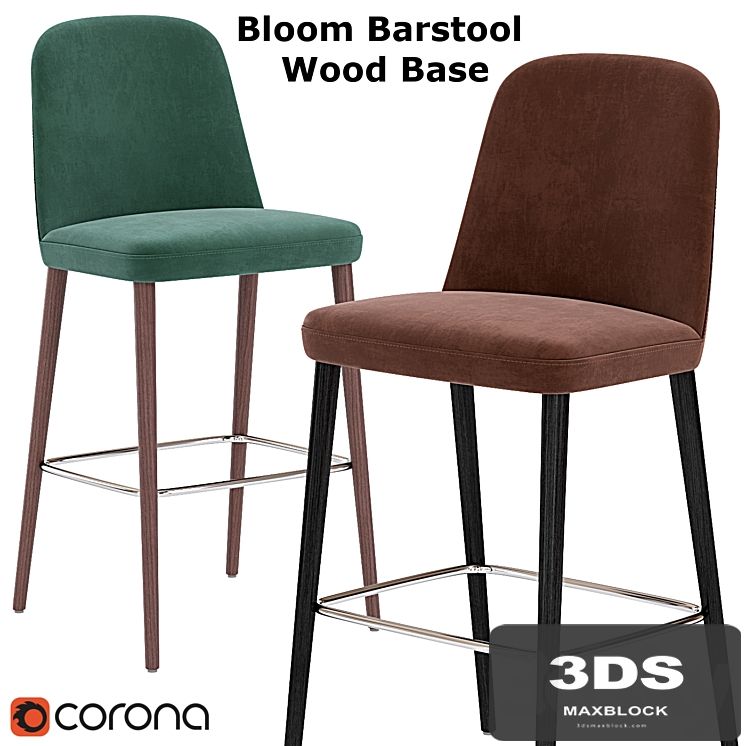 Bloom Barstool Wood Base multicolor