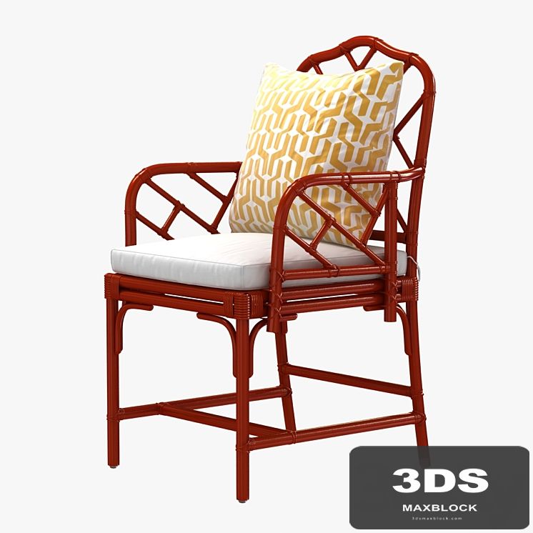 Ballard macau arm chair in deep coral