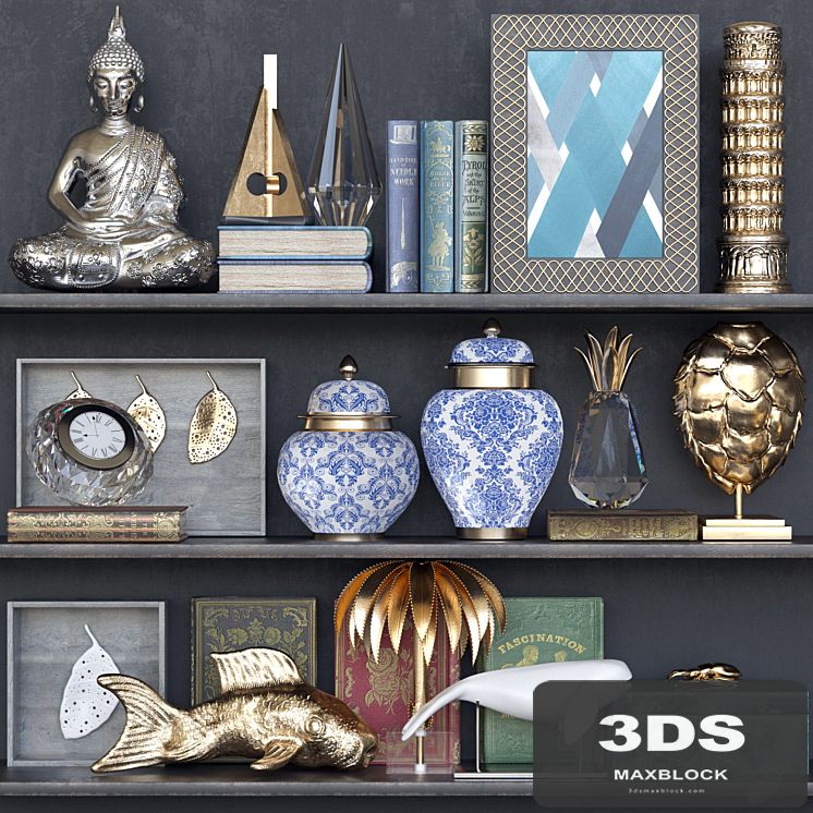 Shelf with a collection of decor, books and accessories to create coziness