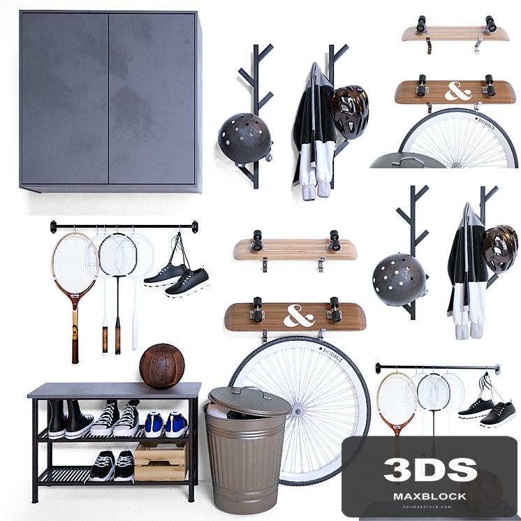 Storage of sports equipment in the hallway